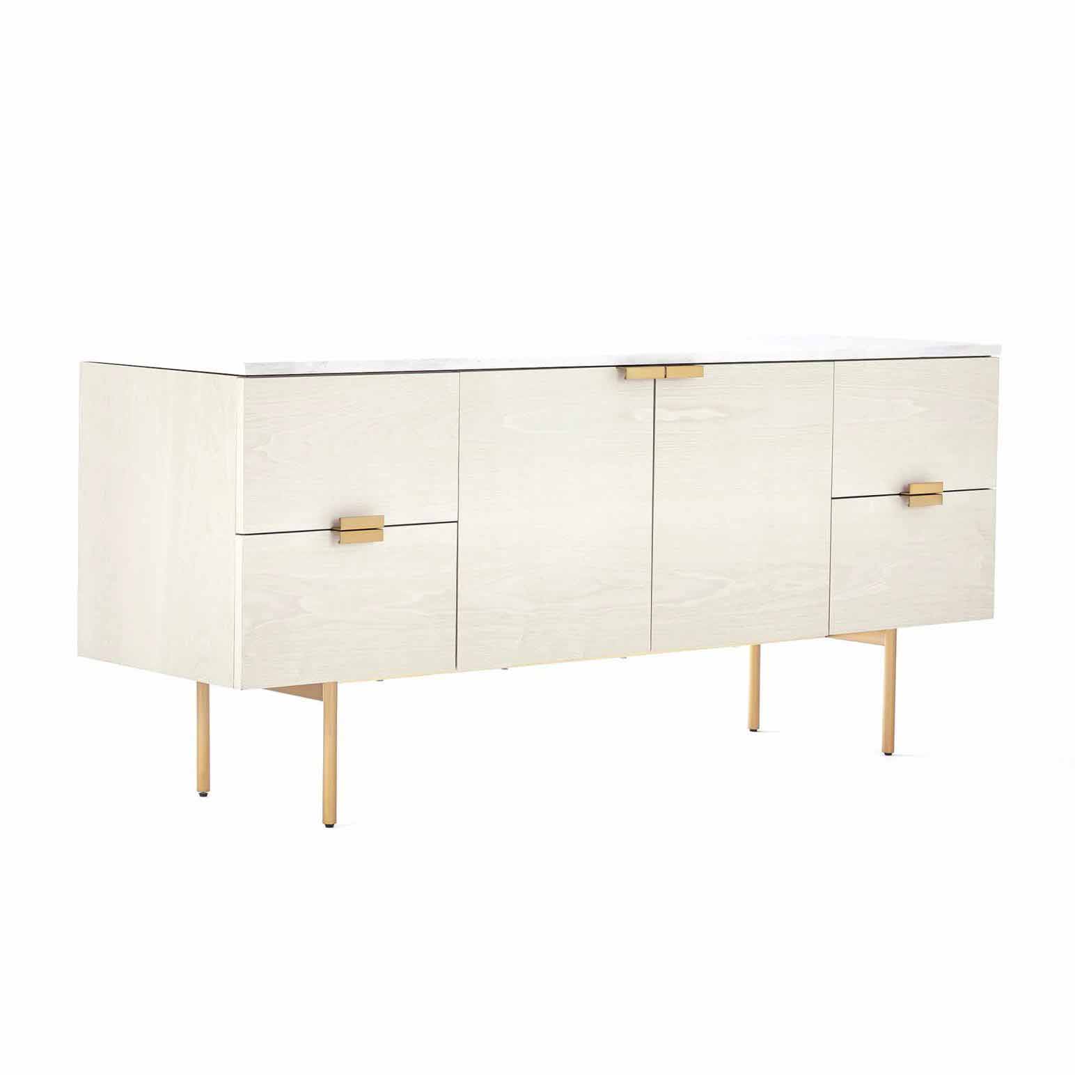 West Elm Delphine Buffet Marble Wood Feather Grey